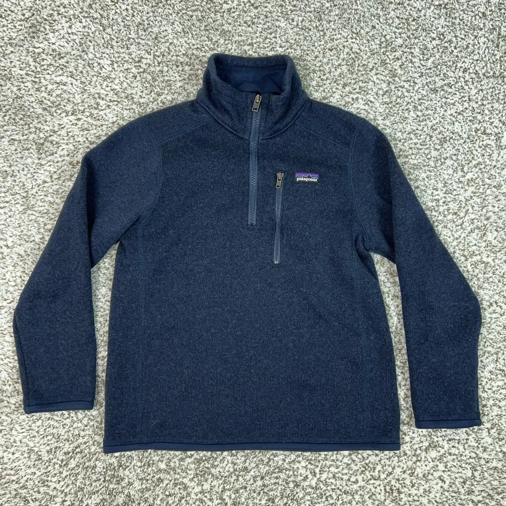 Patagonia Jacket Boys Small Blue 1/4 Zip Fleece Better Sweater Pullover Hiking
